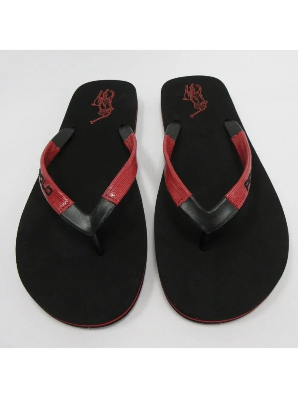Polo Ralph Lauren Sandals 11 D Red Flip Flops Canby Thong Pony Logo